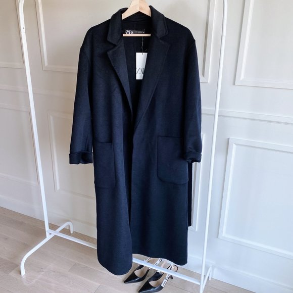 Jackets & Blazers - BNWT Zara Wool Blend Soft Robe Coat Navy XS